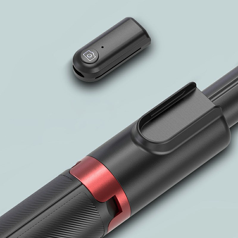 SEAJIC AB403 Selfie Stick Tripod Extendable 2 in 1 Aluminum Bluetooth Selfie Stick with Remote Shutter - Black / Red