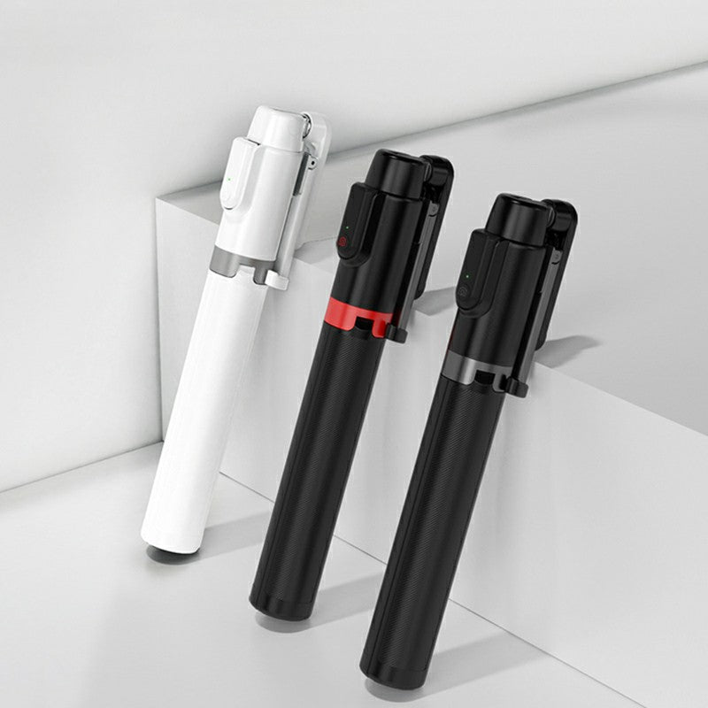SEAJIC AB403 Selfie Stick Tripod Extendable 2 in 1 Aluminum Bluetooth Selfie Stick with Remote Shutter - Black / Red