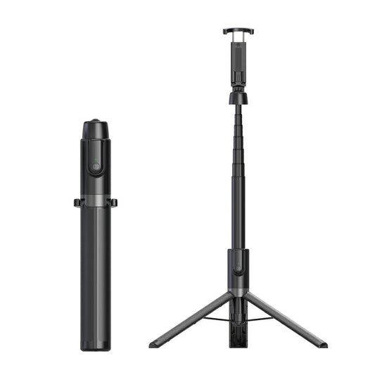 SEAJIC AB403 Selfie Stick Tripod Extendable 2 in 1 Aluminum Bluetooth Selfie Stick with Remote Shutter - Black / Tarnish