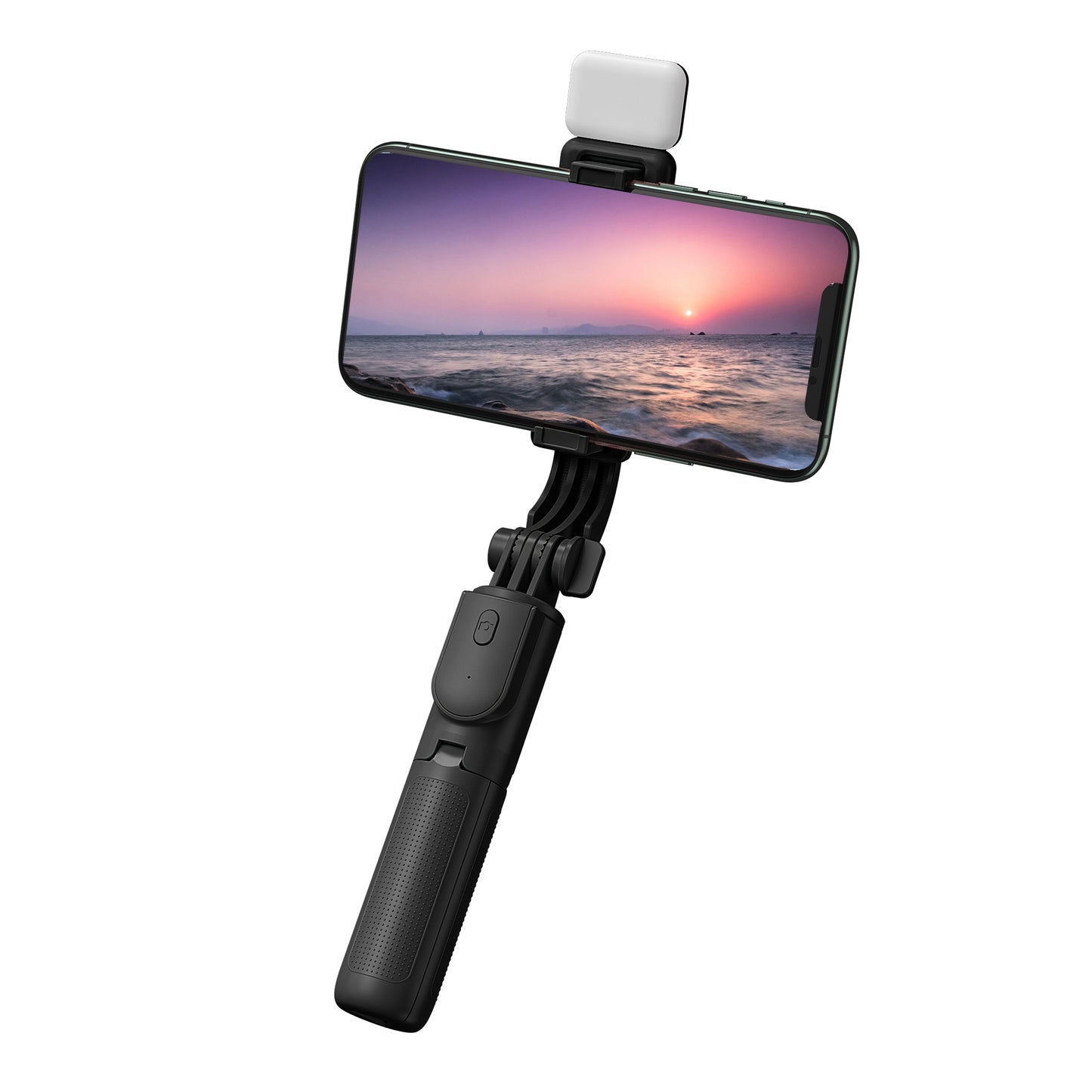 H8s Wireless Bluetooth Selfie Stick Foldable Mini Tripod Telescopic Monopod with Fill Light Remote Control for Smartphone - Black