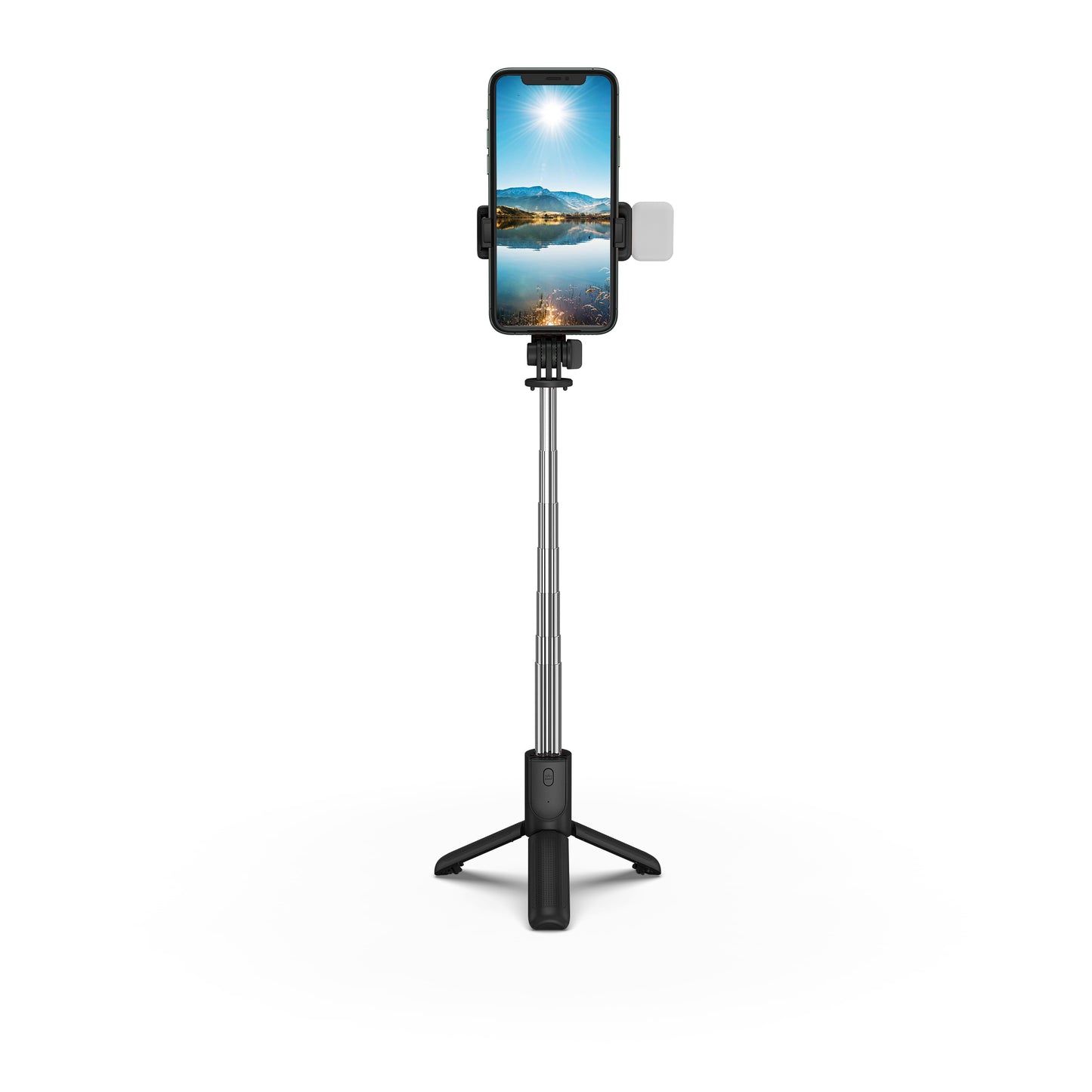 H8s Wireless Bluetooth Selfie Stick Foldable Mini Tripod Telescopic Monopod with Fill Light Remote Control for Smartphone - Black