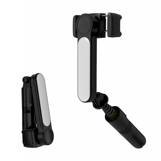 L09 Bluetooth Selfie Stick Tripod Gimbal Stabilizer with Dimmable Fill Light Extendable Remote Shutter Monopod - Black