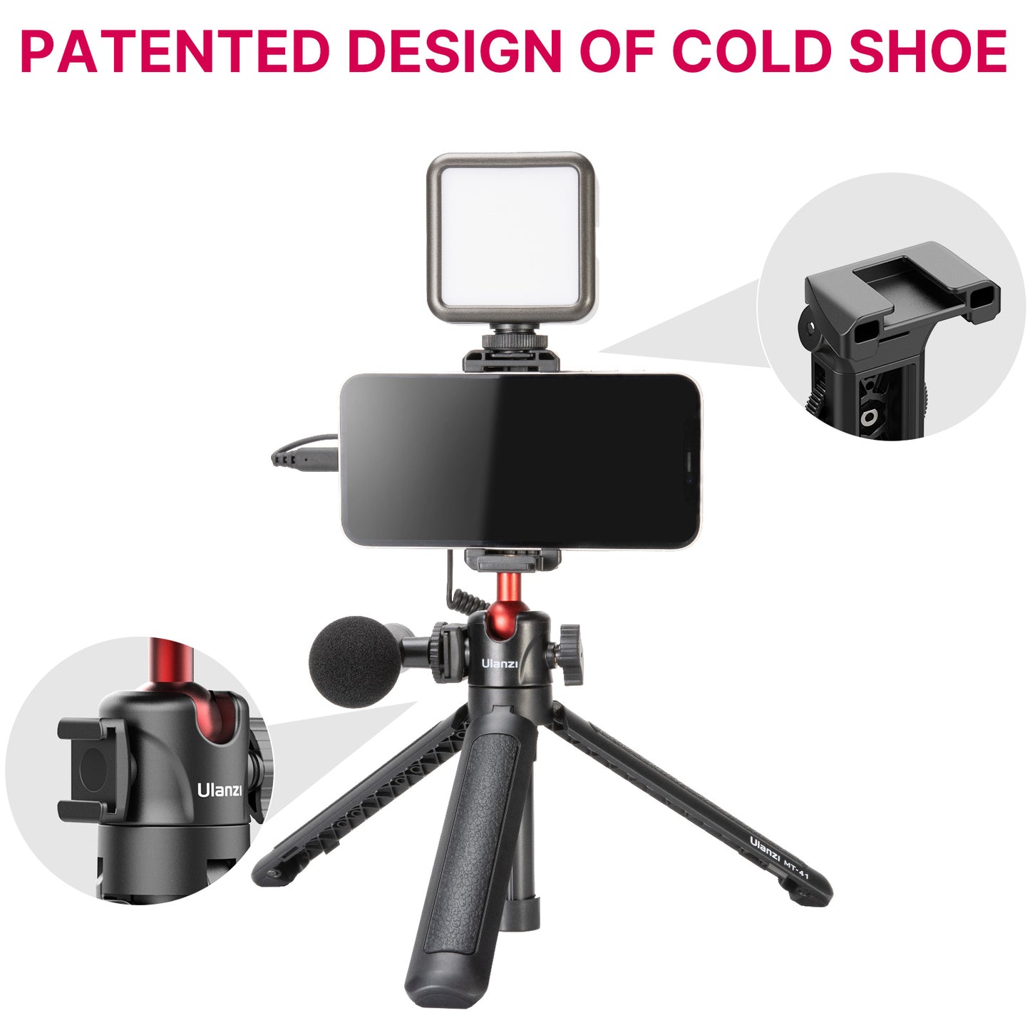 Uniqkart MT-41 Extendable Desktop Tripod Adjustable Ball Head Camera Phone Mount Holder