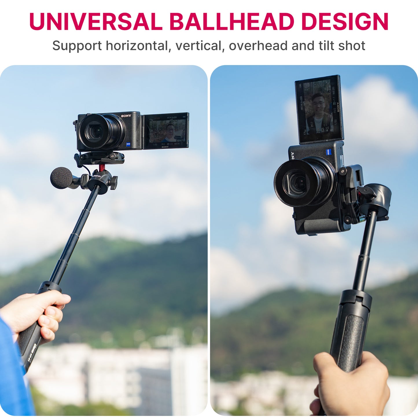 Uniqkart MT-41 Extendable Desktop Tripod Adjustable Ball Head Camera Phone Mount Holder