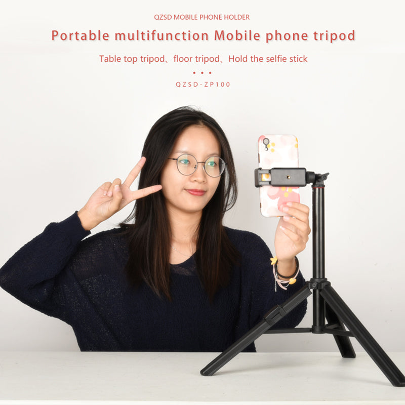 ZP100 Portable Bluetooth Selfie Stick Aluminum Alloy Tripod Stand with Bluetooth Remote