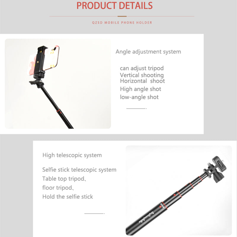 ZP100 Portable Bluetooth Selfie Stick Aluminum Alloy Tripod Stand with Bluetooth Remote