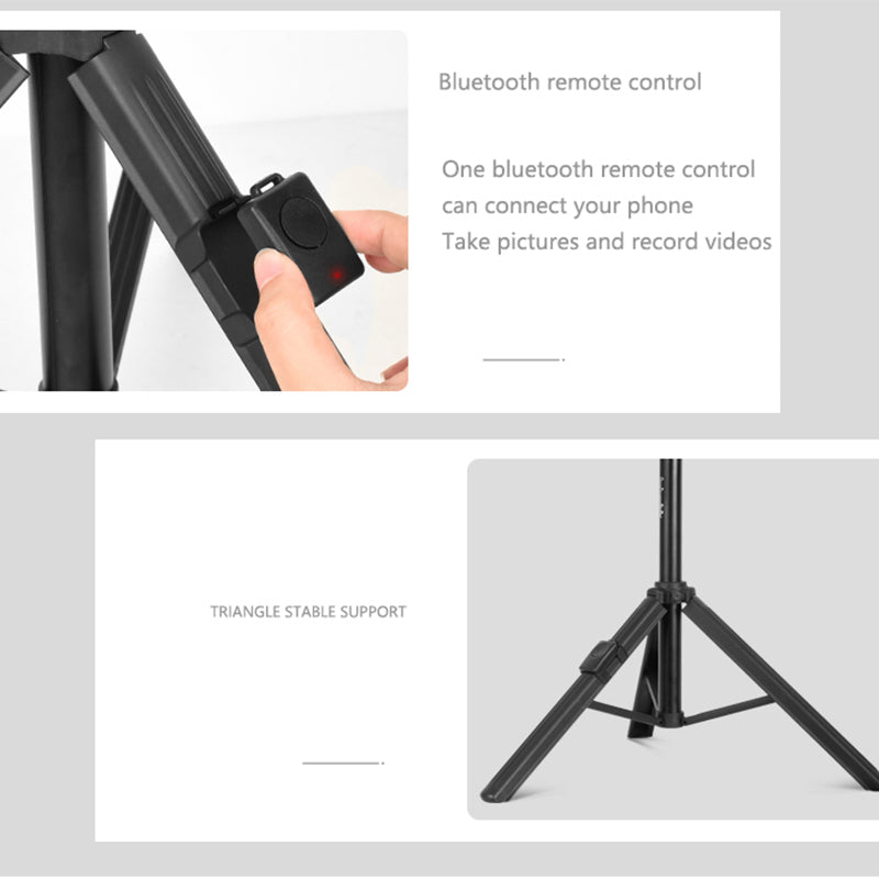 ZP100 Portable Bluetooth Selfie Stick Aluminum Alloy Tripod Stand with Bluetooth Remote