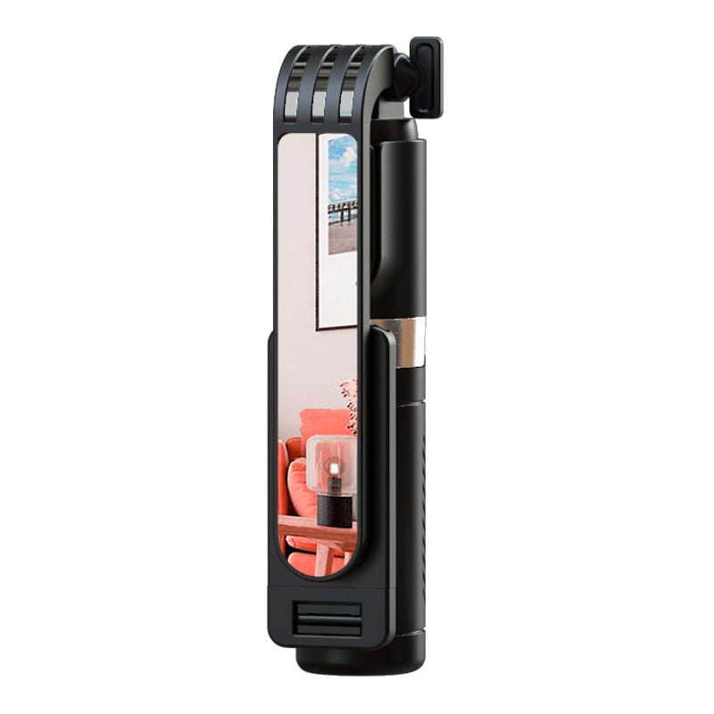 P08-mini Extendable Bluetooth Monopod Selfie Stick Tripod Stand with Remote Control - Black