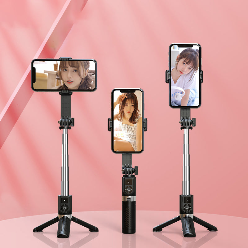 P08-mini Extendable Bluetooth Monopod Selfie Stick Tripod Stand with Remote Control - Black