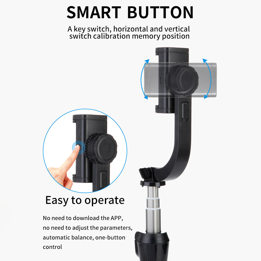 WH-11 Anti-shake Gimbal Stabilizer Handheld Selfie Stick Tripod for Smartphone Live Streaming/Video shooting