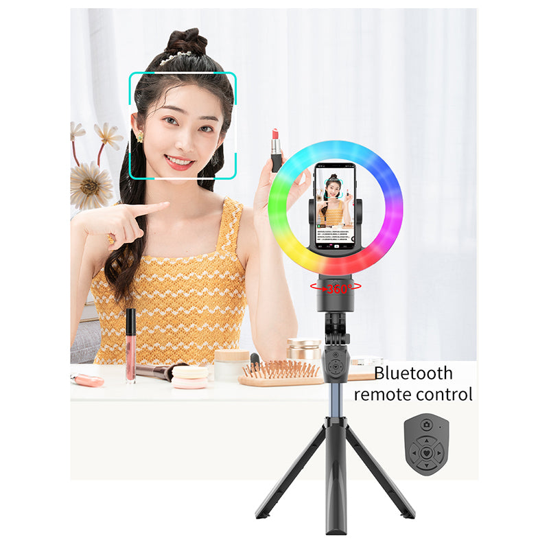 WH-12 Auto-Face 360&#176; Rotating Smart Tracking Selfies Stick with Ring Light