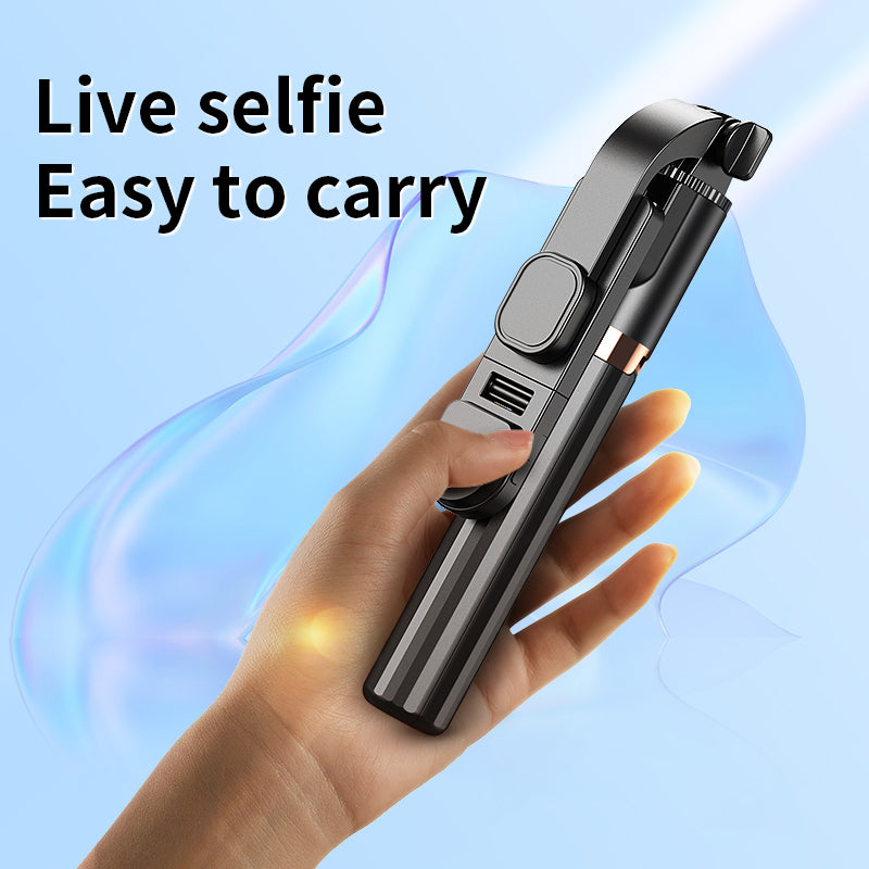 KH5S Retractable Portable Cell Phone Stand Live-stream Bluetooth Selfie Stick Tripod with Fill Light (1.3m) - White
