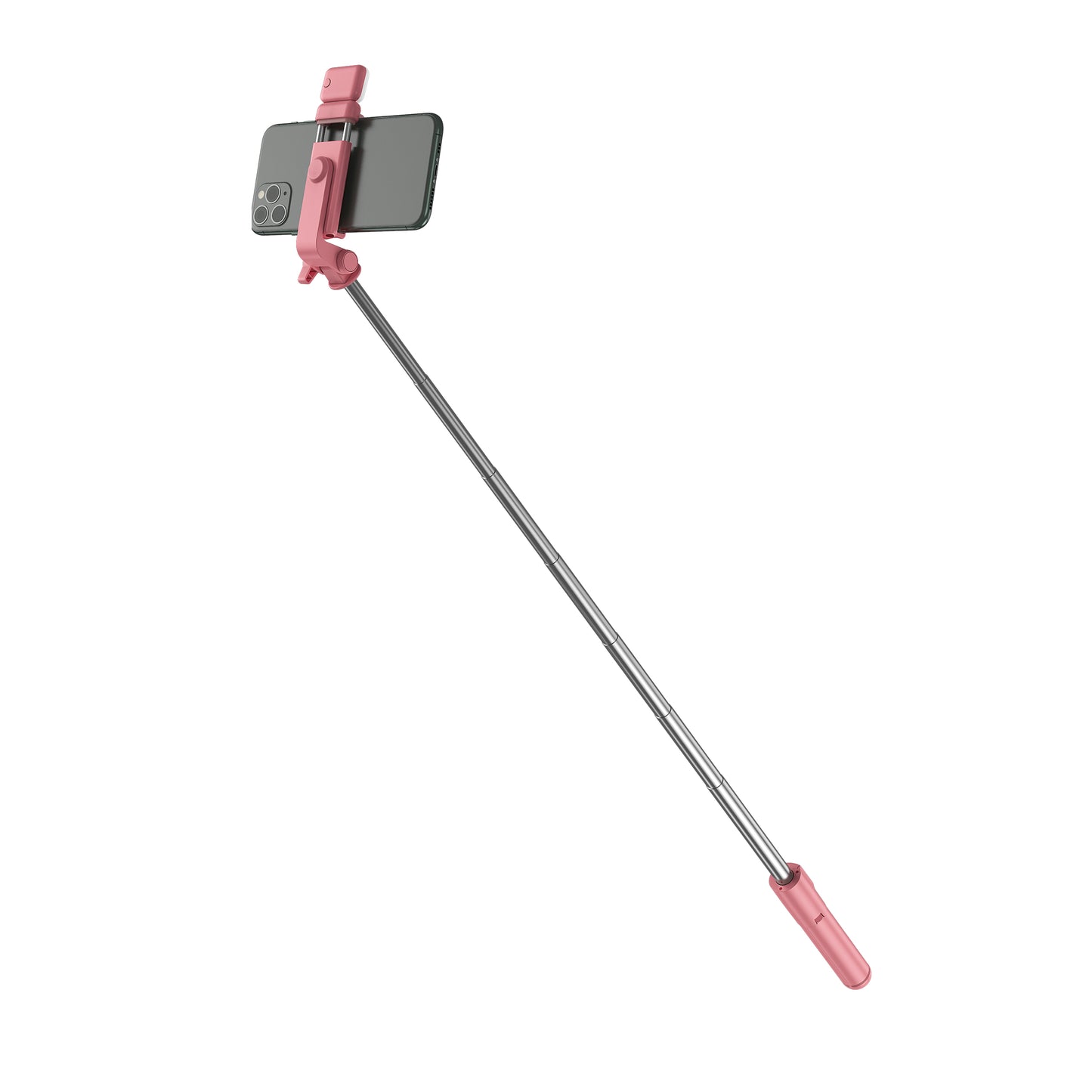 H1S 100cm Retractable Integrated Bluetooth Tripod Phone Holder Portable Adjustable Selfie Stick with Light - Pink