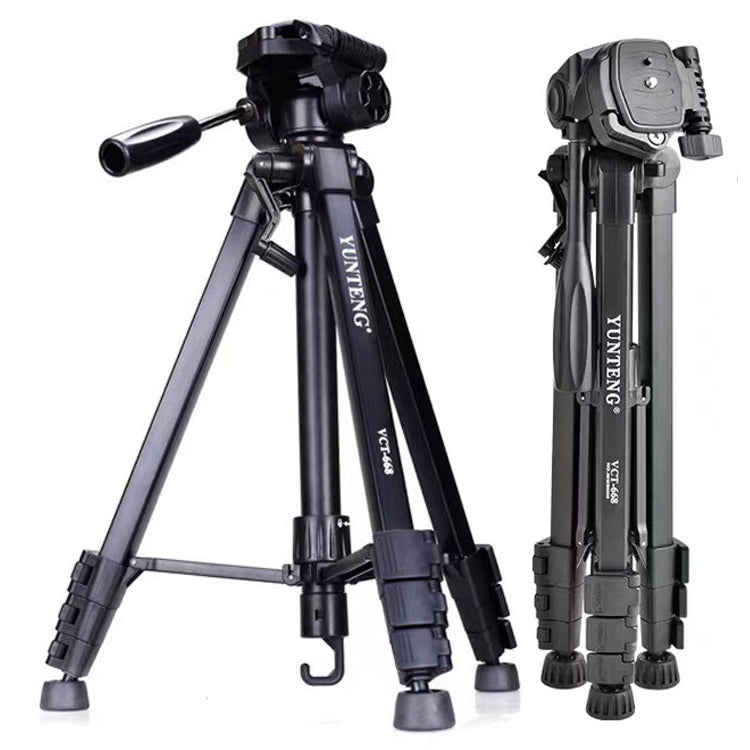 YUNTENG VCT-668 Professional Portable Aluminum Alloy Tripod Stand Extendable Photography Tripod with Gimbal Stabilizer for SLR/Mobile Phones
