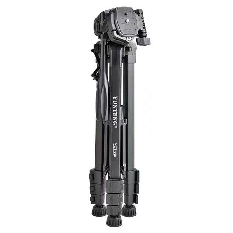 YUNTENG VCT-668 Professional Portable Aluminum Alloy Tripod Stand Extendable Photography Tripod with Gimbal Stabilizer for SLR/Mobile Phones