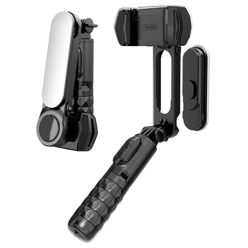 Q09 Retractable Stabilizer Bluetooth Tripod Phone Holder Portable Adjustable Selfie Stick Tripod with Detachable Fill Light - Black