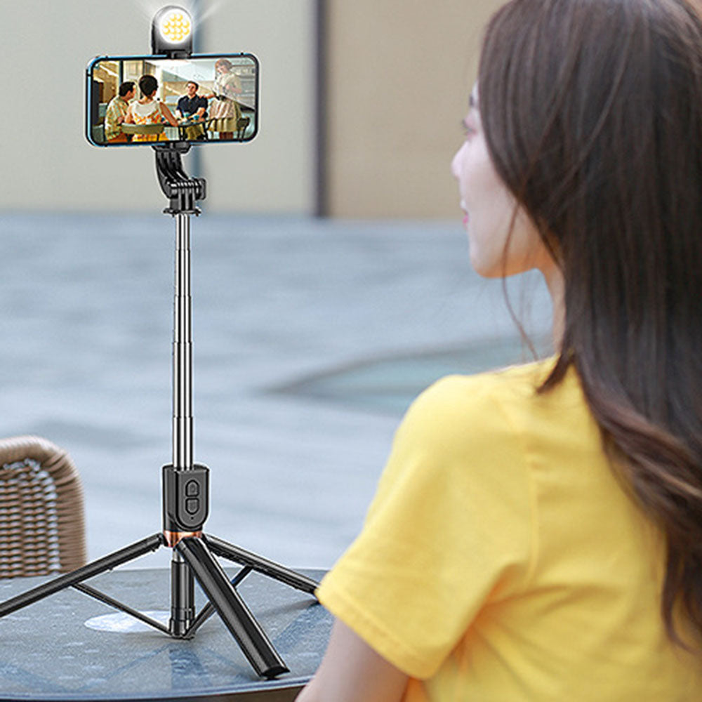 KH6 Extendable 1.7m Mini Selfie Stick Tripod Remote Control Phone Holder Stand for Tik Tok Livestream Video Recording Photography