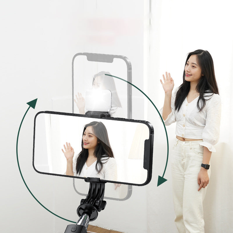 Z5s For Vlogging Photography 2 in 1 Bluetooth Selfie Stick Remote Control Folding Tripod with Fill Light - White