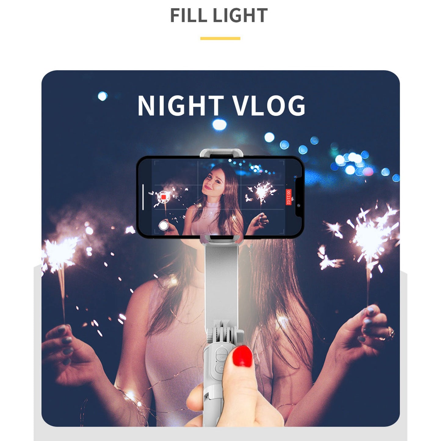 L09 Mini Mobile Phone Holder Stabilizer Extendable Tripod Bluetooth Remote Control Selfie Stick with Fill Light - White