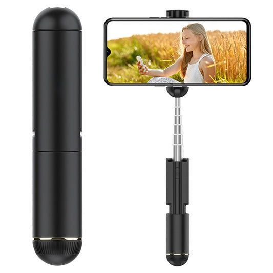 Dispho WS-19001 Retractable Bluetooth Selfie Stick Portable Extendable Selfie Stick with 180-Degree Rotating Phone Holder for Indoor Outdoor Shooting - Black