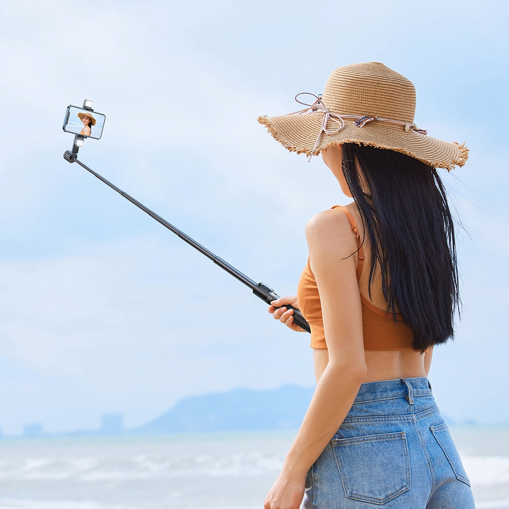 MCDODO MDD SS-1771 Dual Lights Wireless Selfie Stick Portable Tripod Phone Stand with 360-Degree Rotating Phone Clip/Remote for Photography Live Streaming - Black