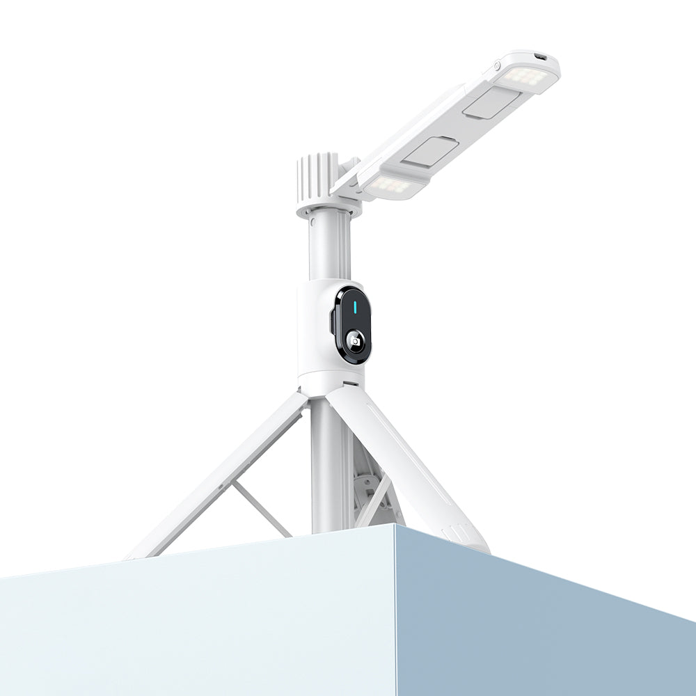 MCDODO MDD SS-1771 Dual Lights Wireless Selfie Stick Portable Tripod Phone Stand with 360-Degree Rotating Phone Clip/Remote for Photography Live Streaming - White