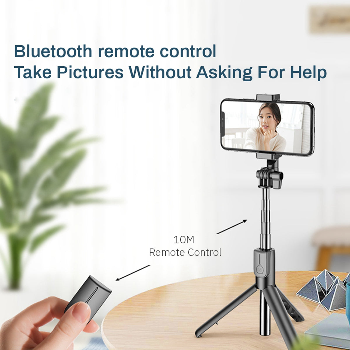 Portable Wireless Selfie Stick Retractable Tripod Phone Stand 360-Degree Rotating Phone Clip with Dual Ring Fill Lights/Remote - Pink