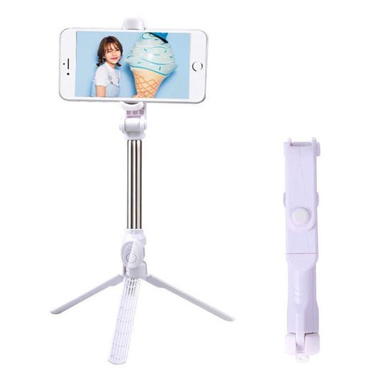 XT10 Wireless Bluetooth Selfie Stick Portable Folding Mini Selfie Stick Retractable Tripod Stand with 360-Degree Rotating Phone Holder - White