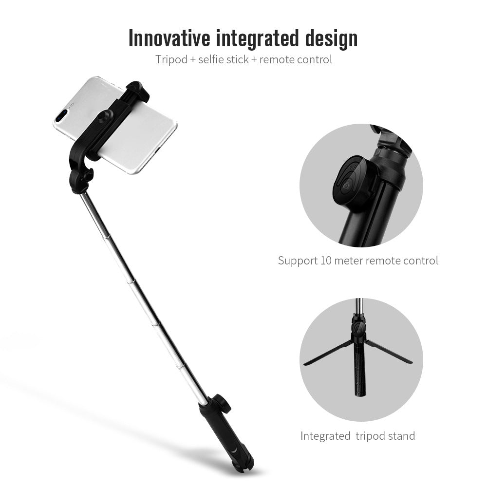 XT10 Wireless Bluetooth Selfie Stick Portable Folding Mini Selfie Stick Retractable Tripod Stand with 360-Degree Rotating Phone Holder - White