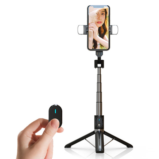 P90D-2 1.1m Extension Tripod Stand Phone Clip Holder Wireless Remote Controlled Selfie Stick with Dual Fill Lights - Black