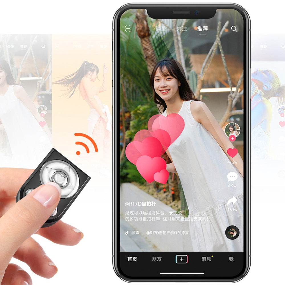 R17DS 1.75m Portable Bluetooth Selfie Stick Retractable Tripod Phone Stand with Dual Fill Lights 360-Degree Rotating Photography Live Streaming Devices - Pink