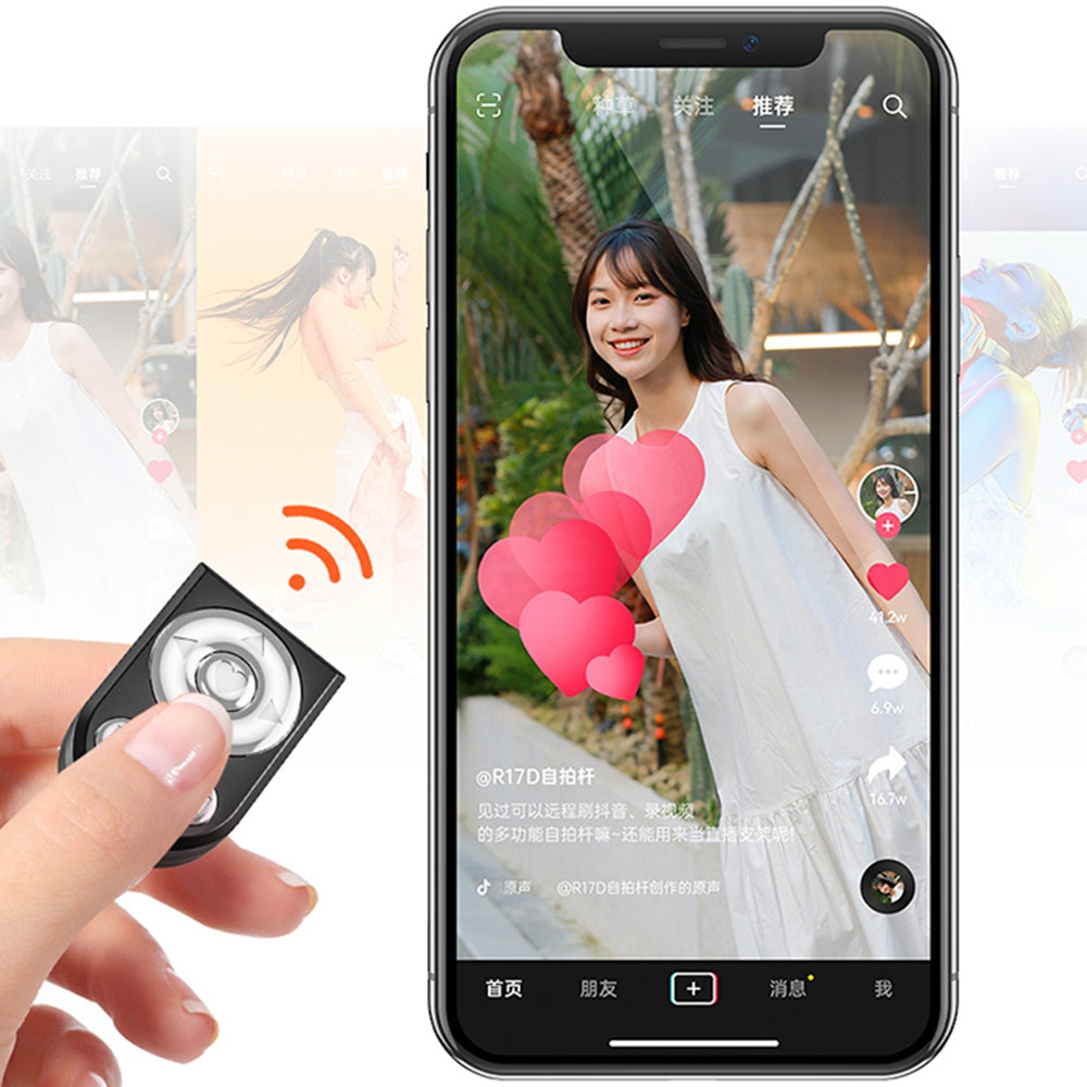 R13DS 1.3m Extendable Selfie Stick Wireless Bluetooth Remote Control Portable Tripod Stand with Fill Light and Mirror - Black