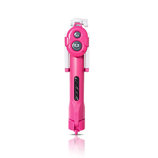 qq-1 75cm Extendable Selfie Stick Tripod Stand Phone Clip Holder with Wireless Bluetooth Remote Control - Pink
