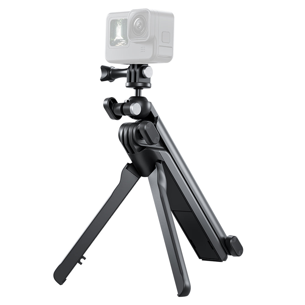 TELESIN TE-TRP-009 Multi-functional Tri-fold Selfie Stick 360-Degree Rotating Tripod Phone Holder with Camera 3-Jaw Adapter for Action Camera, Mobile Phones