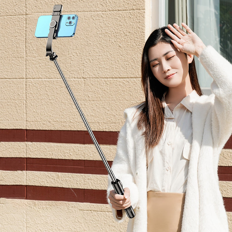 Z9S 105cm Extendable Wireless Bluetooth Remote Control Selfie Stick 360 Degrees Rotating Phone Live Streaming Bracket Tripod with Fill Light - Black