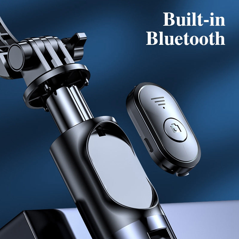 Z9S 105cm Extendable Wireless Bluetooth Remote Control Selfie Stick 360 Degrees Rotating Phone Live Streaming Bracket Tripod with Fill Light - White