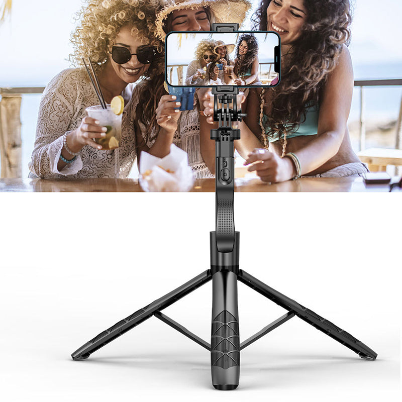 L16 Tripod Stand Camera Gimbal Stabilizer Wireless Bluetooth Remote Control 34-153cm Extendable Selfie Stick Phone Clip Holder with One Fill Light