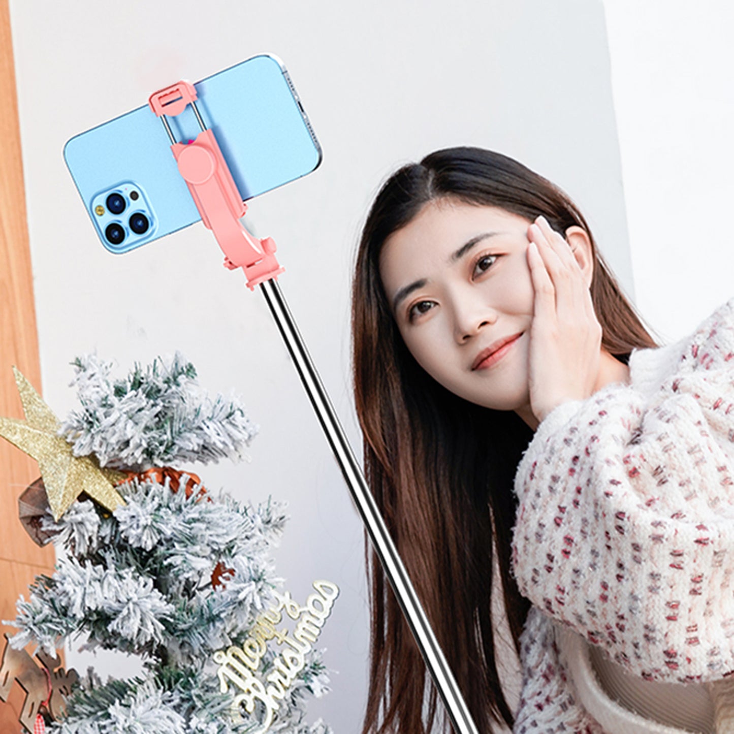 Z11 103cm Selfie Stick Tripod Telescopic Portable Phone Stand with Bluetooth Wireless Remote Control for Vlogging Live Streaming - Pink
