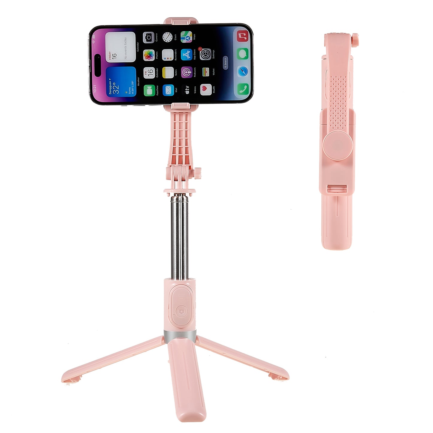 Z9 105cm Selfie Stick Tripod Extendable Phone Tripod Stand Holder with Remote Control for Travel Video Vlogging - Pink