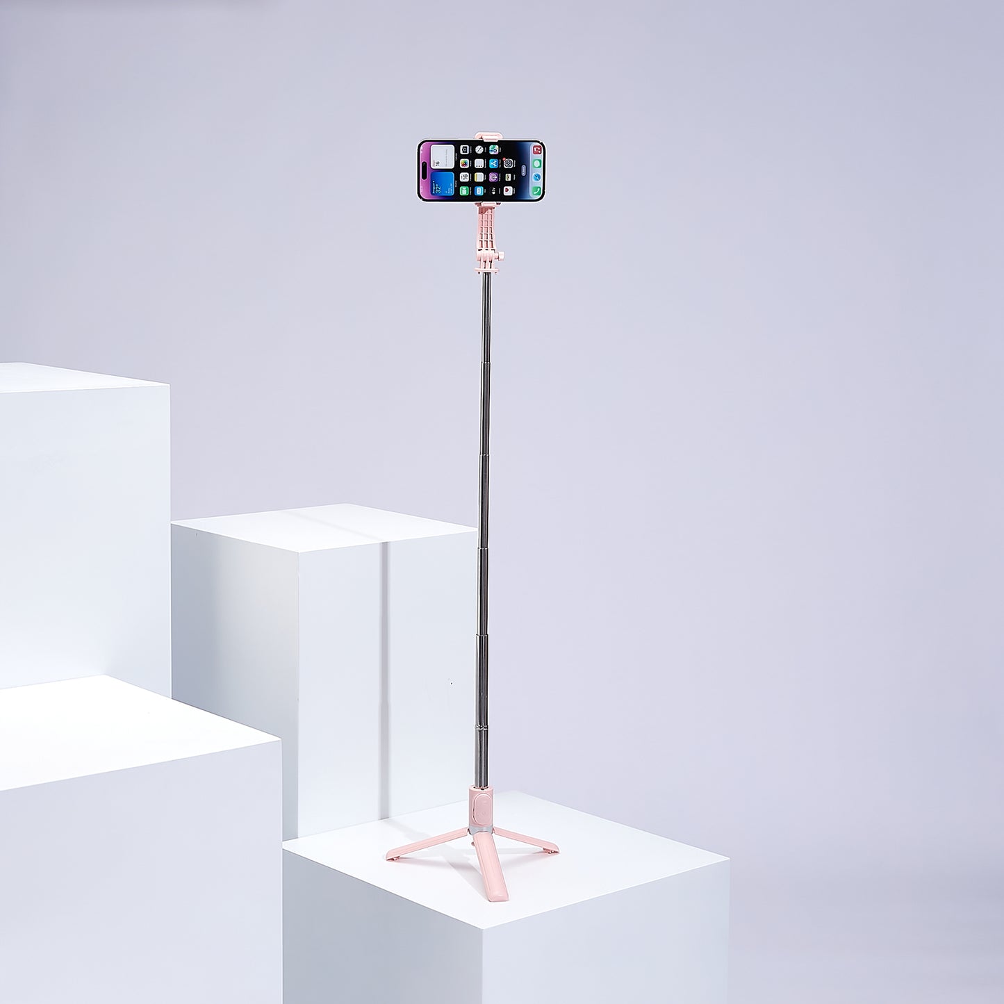 Z9 105cm Selfie Stick Tripod Extendable Phone Tripod Stand Holder with Remote Control for Travel Video Vlogging - Pink