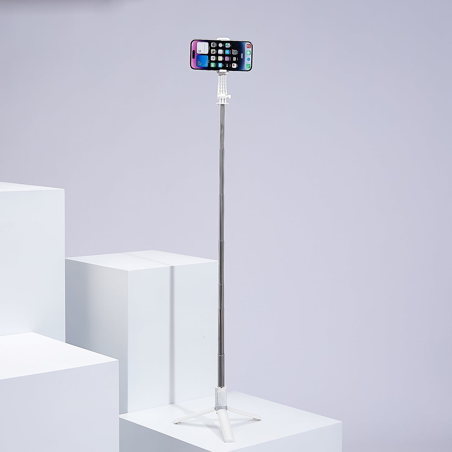 Z9 105cm Selfie Stick Tripod Extendable Phone Tripod Stand Holder with Remote Control for Travel Video Vlogging - White