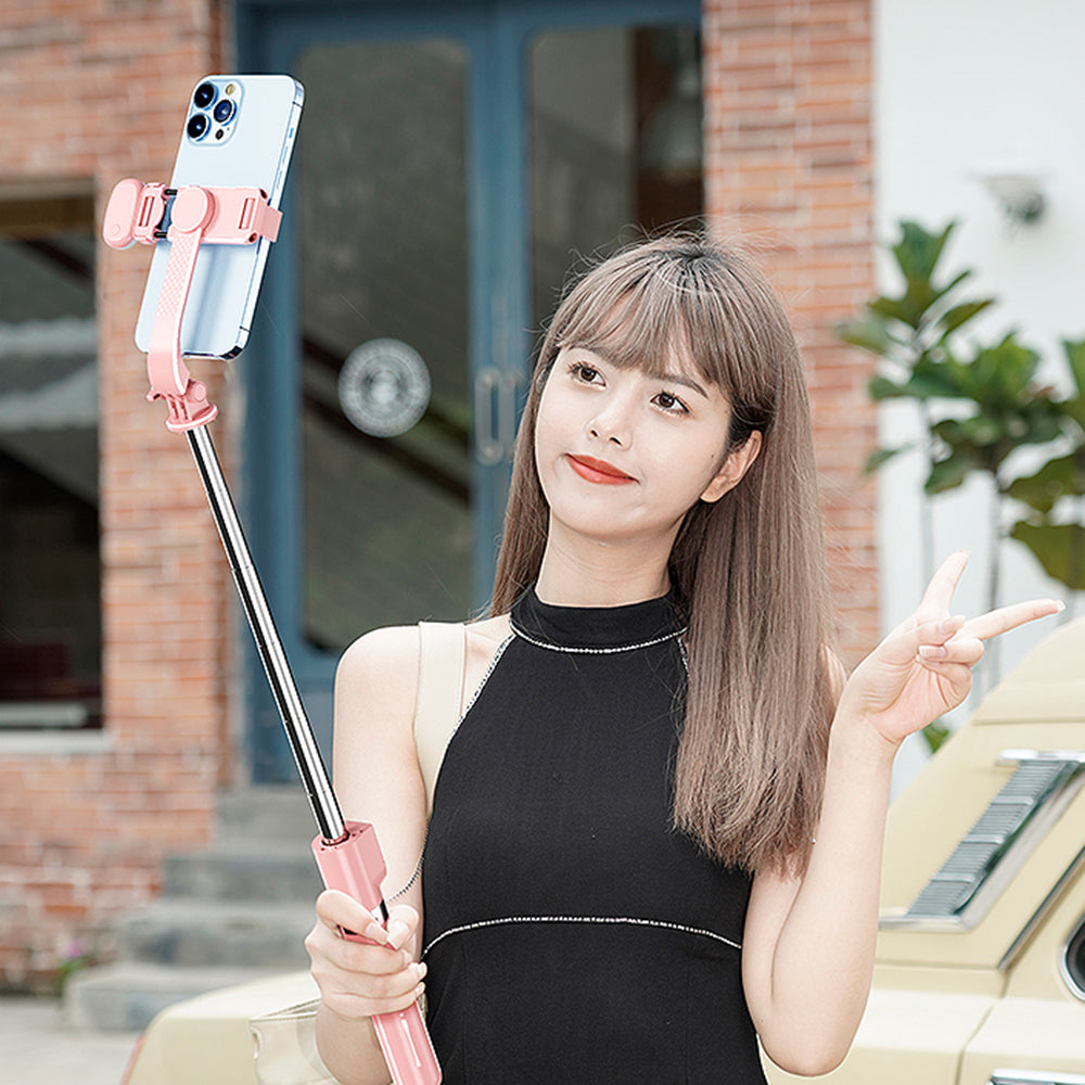 Z10SE Foldable Broadcasting Selfie Stick 100cm Extendable Tripod Stand LED Fill Light Phone Clip Holder with Rechargeable Bluetooth Remote Control - White