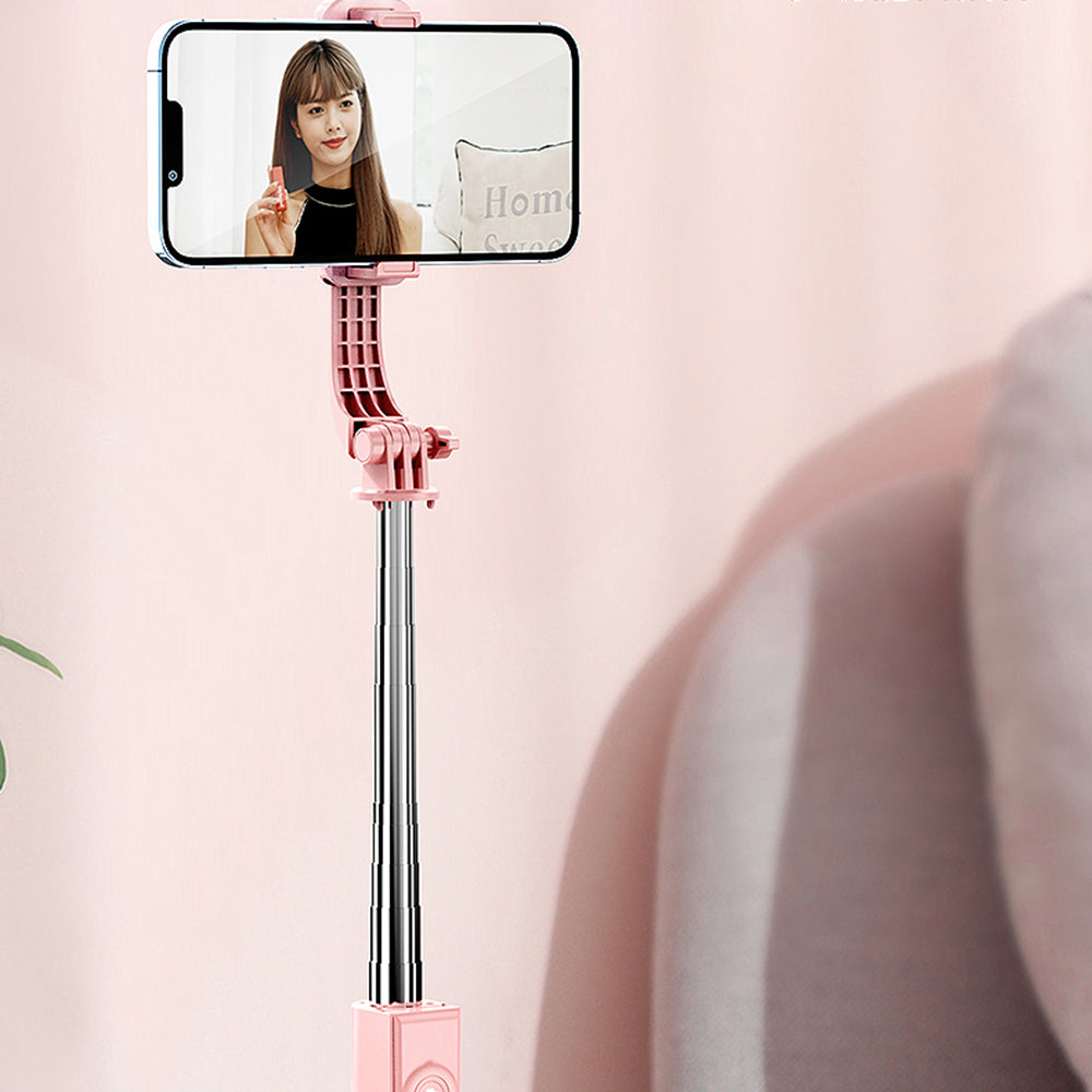 Z10SE Foldable Broadcasting Selfie Stick 100cm Extendable Tripod Stand LED Fill Light Phone Clip Holder with Rechargeable Bluetooth Remote Control - White