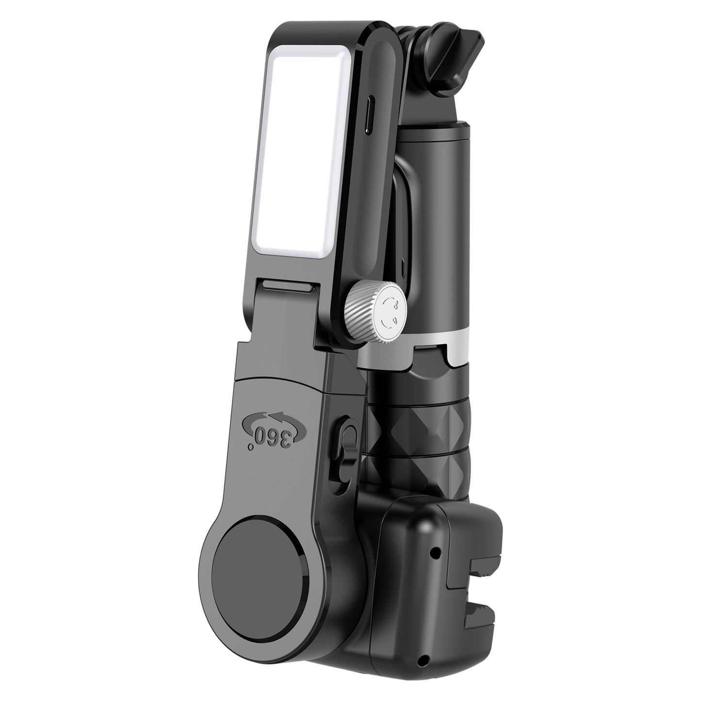 Q18 Smartphone Gimbal Stabilizer Extension Rod Selfie Stick Phone Holder Tripod Stand with Fill Light and Face Tracking Function