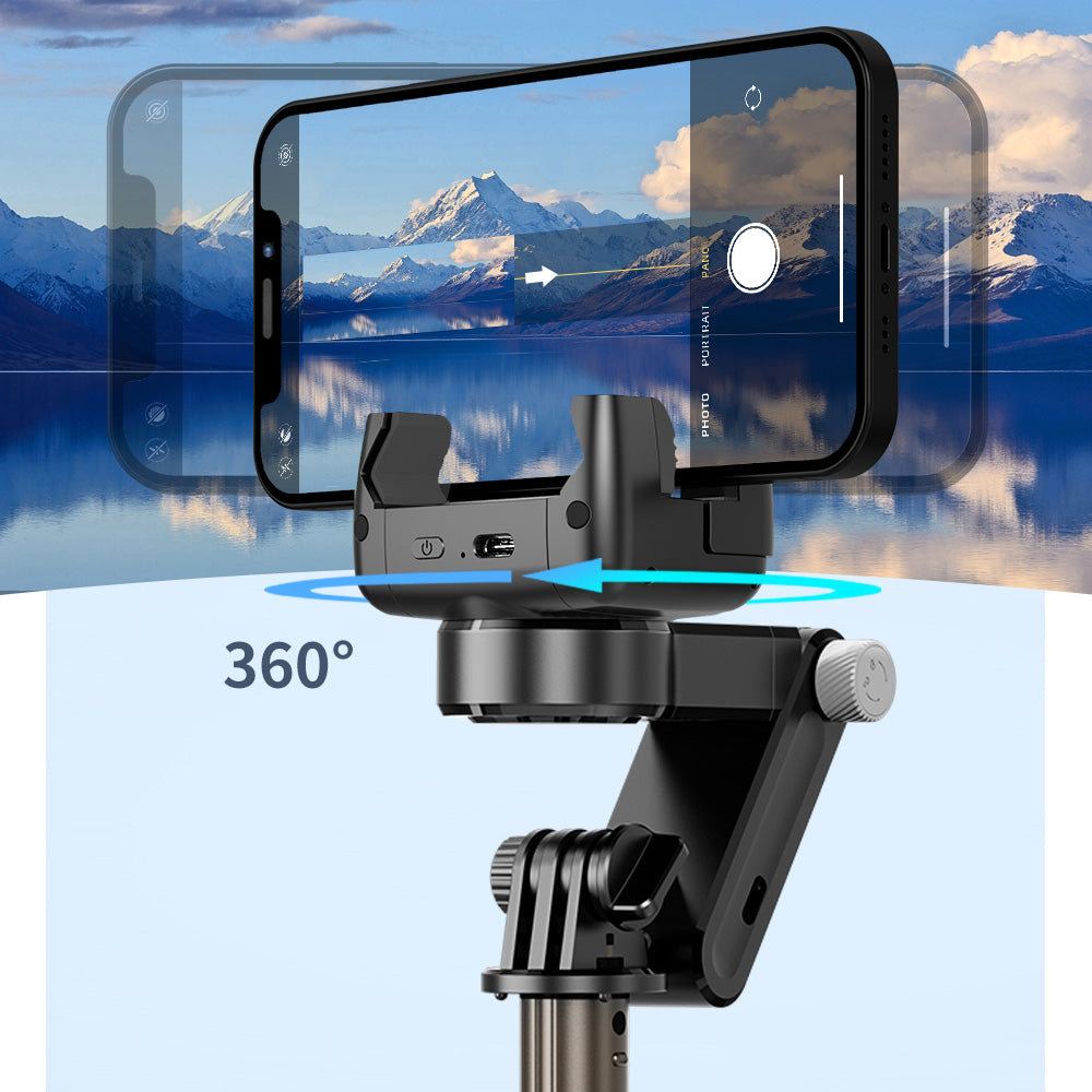 Q18 Smartphone Gimbal Stabilizer Extension Rod Selfie Stick Phone Holder Tripod Stand with Fill Light and Face Tracking Function