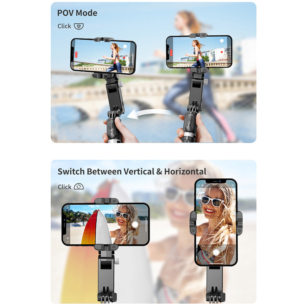 Q18 Smartphone Gimbal Stabilizer Extension Rod Selfie Stick Phone Holder Tripod Stand with Fill Light and Face Tracking Function