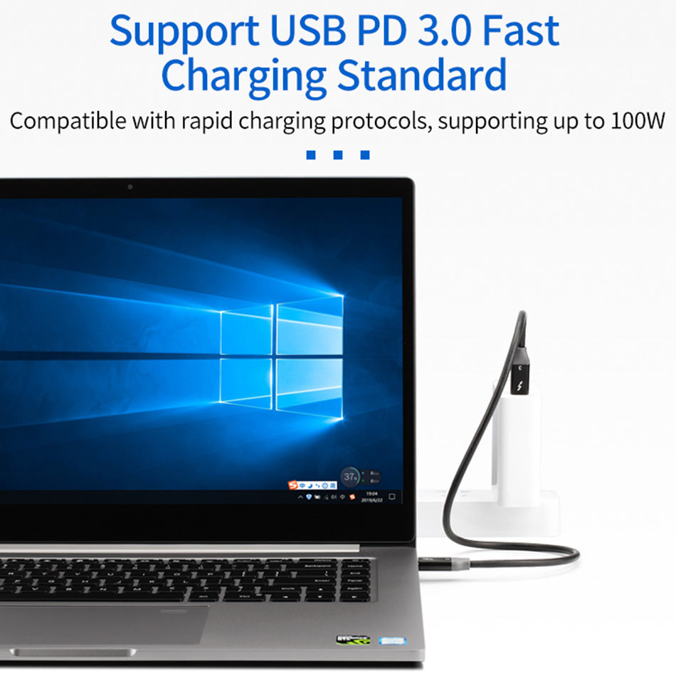 USB C to USB C Cable PD 100W USB3.1 Thunderbolt 3 40Gbps Type-C Charging Cable for MacBook Pro/iPad Pro (0.3m)