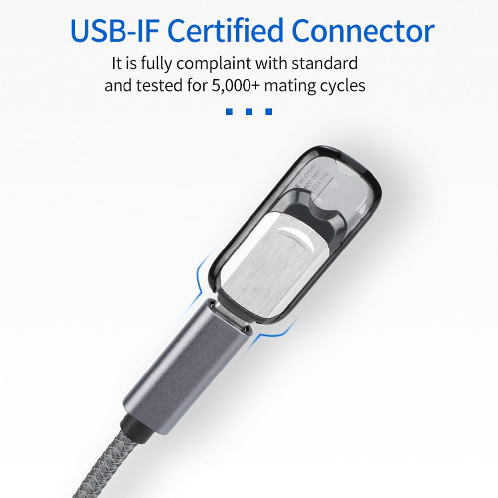 Portable USB-C Female to USB-A 3.0 Male Adapter Cable (Aluminum Alloy Plug + Braided Cable) - Black