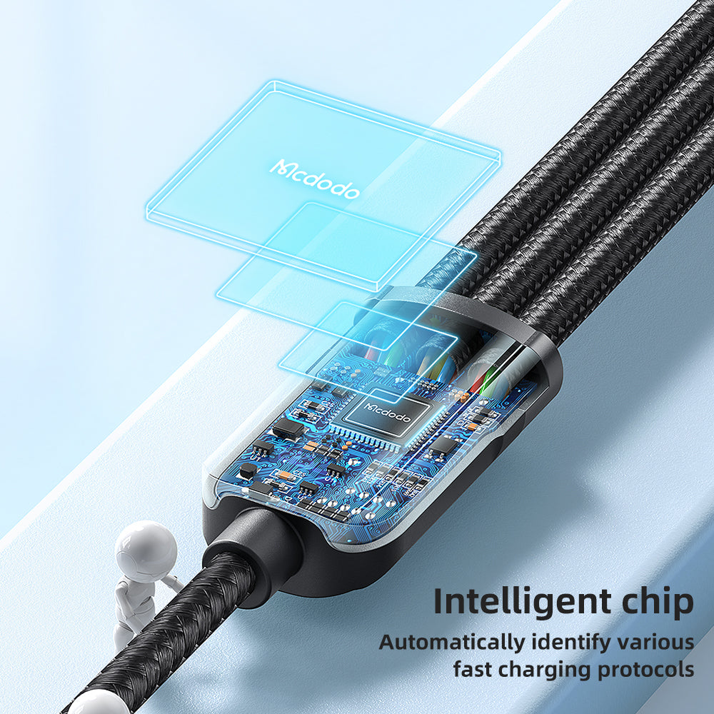 3 in 1 Super Fast Charging Cable High-speed Transmission Data Cable Flexible Braided Wire (L+M+T) - Black