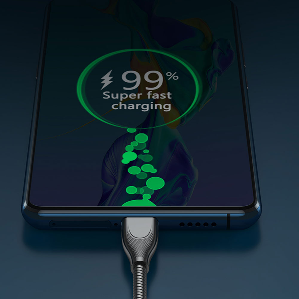 ADC-009 1m Type-C to Lightning 8 Pin Fast Charging Cable Zinc Alloy Flexible Cable Supports Data Transmission - Silver